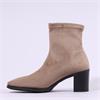 Miss Elastic Block Heel Ankle Boot - Taupe Stretch